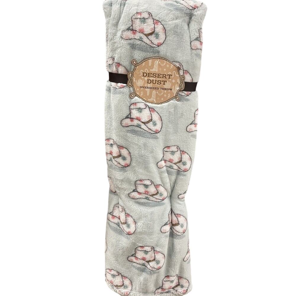 COWBOY HATS 60x70” Throw Blanket Cowgirl Western Hat Desert Dust Boots NEW